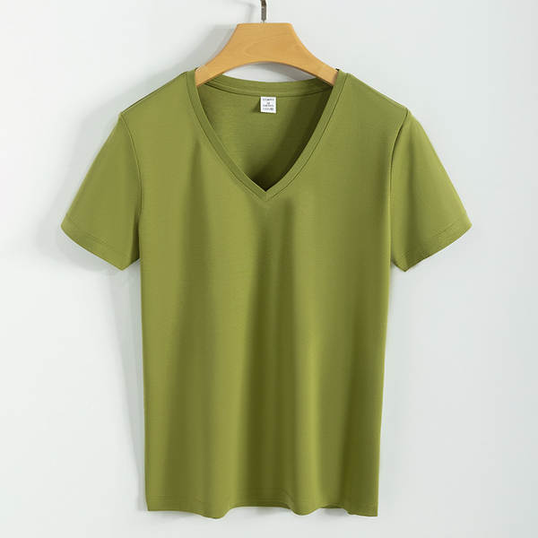 Camiseta feminina de algodão curta