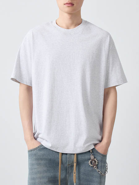 T-shirt masculino de algodão puro de 230 g para homens de verão de 2026 75265.