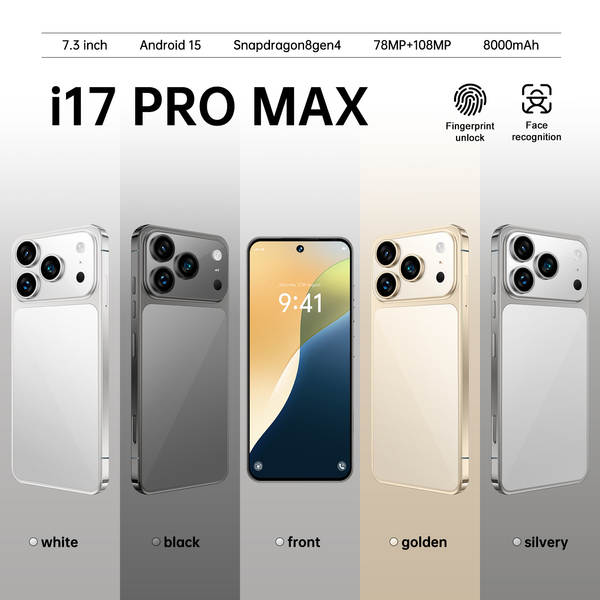 Novo i17pro max celular transfronteiriço real 4g rede oito núcleos 7,3 polegadas tela grande Android 15 16+1
