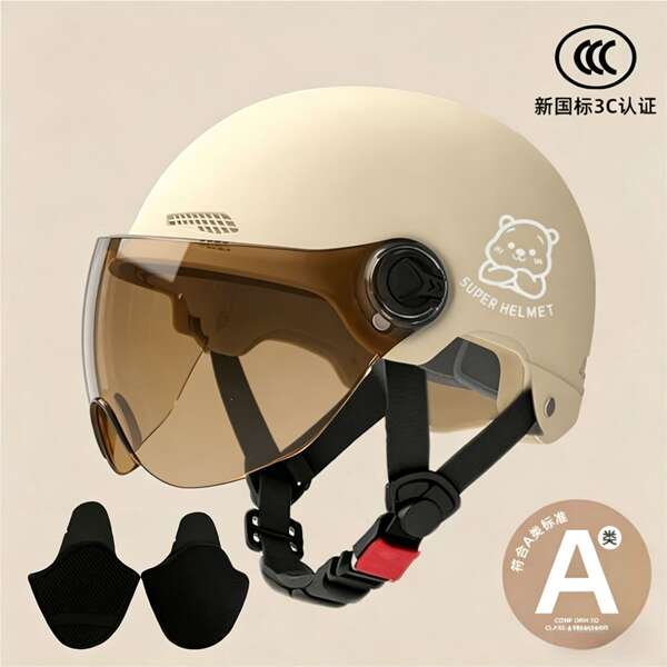 Novo modelo nacional 3C certificado capacete elétrico para motocicletas masculino e feminino quatro temporadas chapéu de segurança geral para adultos semicondutores