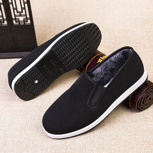 Sapatos de inverno para homens Pequim velhos sapatos de algodão preto de algodão