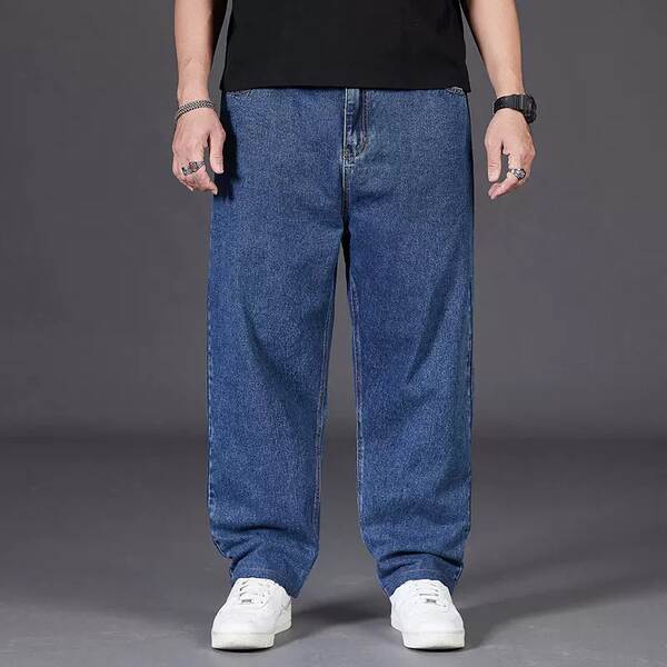 Jovens de meia-idade relaxante e relaxante calças homens trabalhando moinho sujo resistente a sujidade gordo pequeno jeans homem