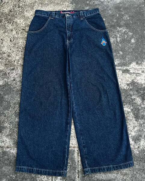 JNCO Y2K Loose jeans masculino padrão hip-hop rua masculino calças largas