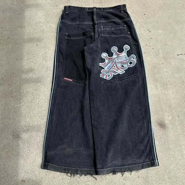 JNCO Y2K Loose jeans masculino padrão hip-hop rua masculino calças largas