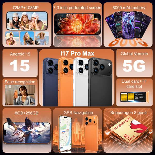 Telemóvel transfronteiriço novo i17 ProMax smartphone 7.3 polegadas 4+64G telemóvel Android TK venda quente