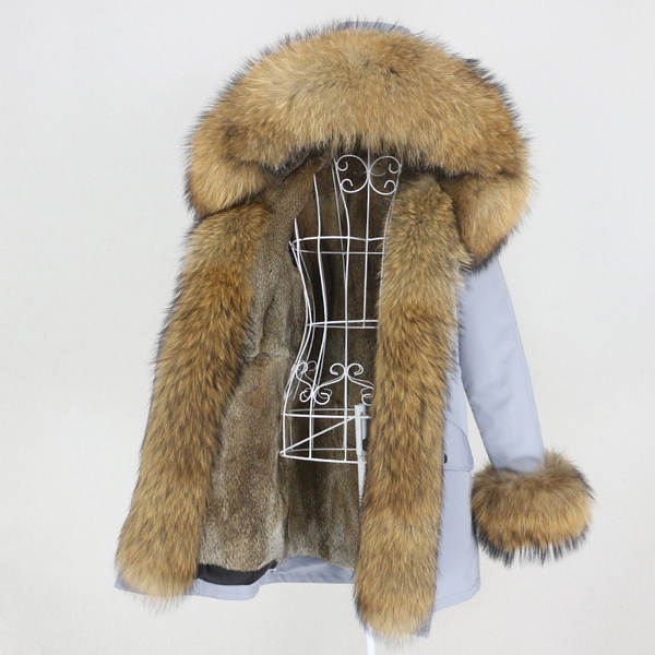 Comércio eletrônico transfronteiriço vestido de inverno feminino supera a mulher pode desmontar o cabelo real no cabelo longo coelho casaco de pele quente