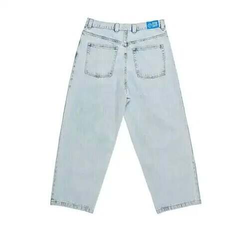 Polar Big Boy jeans Y2K Hip-Hop desenho de desenho animado penteado azul solto jeans homens
