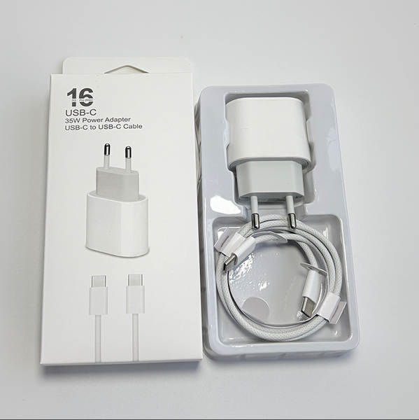 Cabeça de carregamento de celular padrão europeu pd20w para Apple 15 carregador iPad kit linha de dados pd 35w