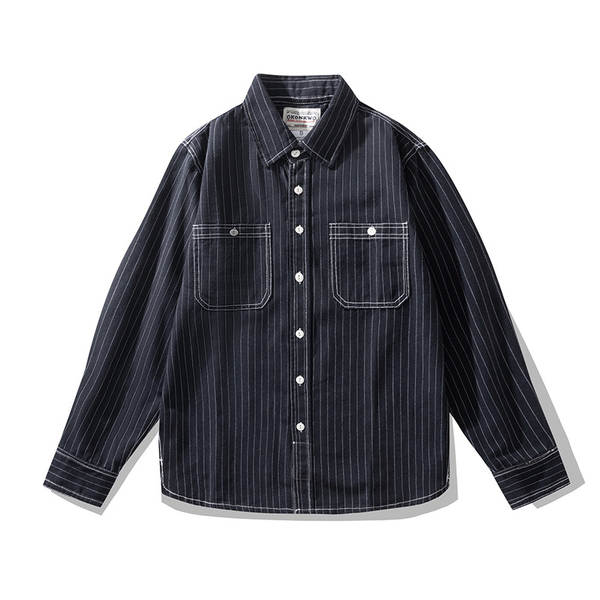 OKONKWO nova camiseta masculina de corda erguida camiseta masculina de manga longa americana
