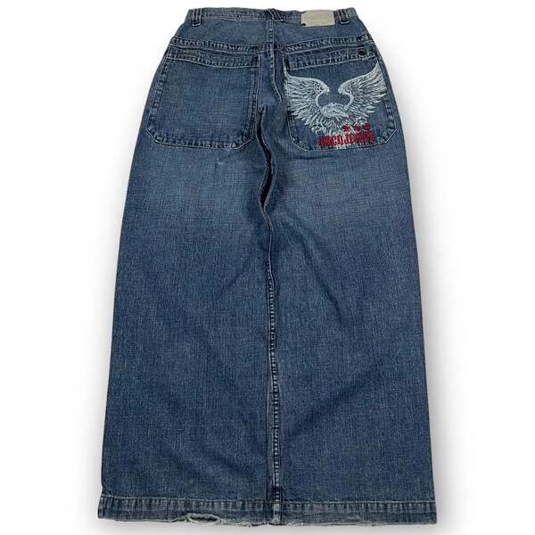 Cross-border e-commerce caricatura de rua estampado jeans azul retro calças meninos meninos grandes meninos jeans Y2K hip hop