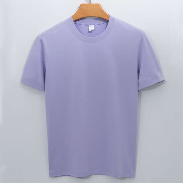 High-end 220g Solona T-Shirt Homem Meia-Lança Modelo T-Shirt Corta-Lança Homem T-Shirt Puro Fim de Verão