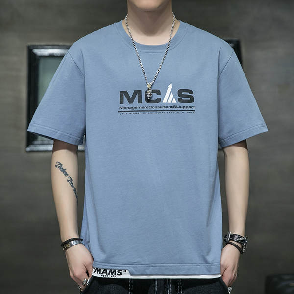 Camiseta masculina de algodão curta