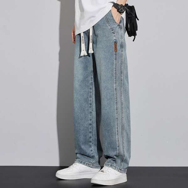 Calça jeans masculina larga e confortável