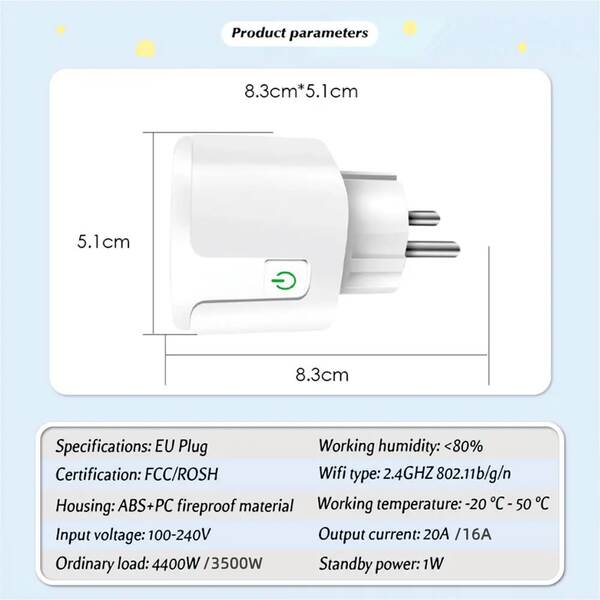 Matter Graphic Intelligent Plugin 16A Regulamento Europeu 20A WiFi controle remoto de voz Alexa