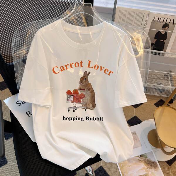 Camiseta feminina de algodão curta