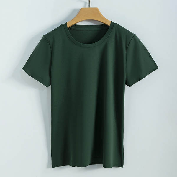 Camiseta feminina de algodão curta