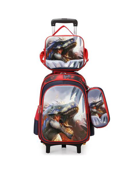 Novo 3D de couro da escola primária tecido de nylon três conjuntos de crianças sacola bolsas de comércio exterior bolsas de almoço fábrica