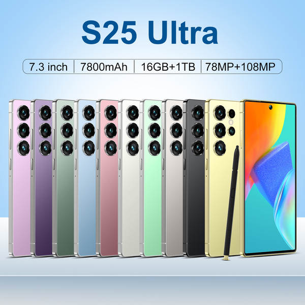 S25 Ultra Transfronteiriço Mobile Global Versão Real 4G Rede Perforada ecrã de 7,3 polegadas Introduzido 3+16g