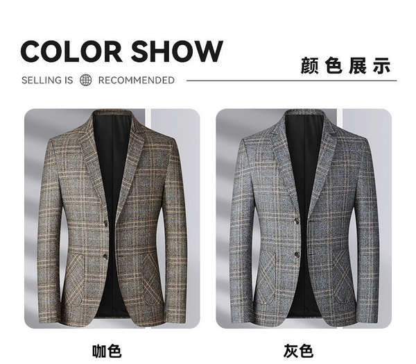 Transfronteiriço masculino de alta qualidade primavera outono recreativo grão de café cor casual negócios jantar vestido casaco roupa de banho