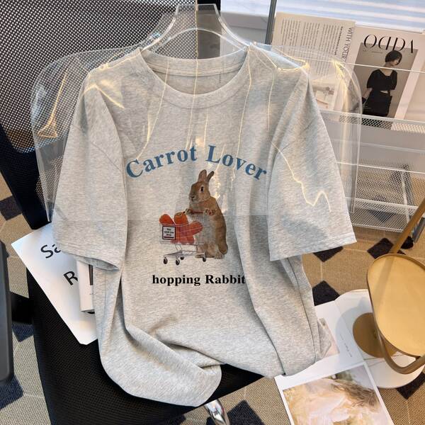 Camiseta feminina de algodão curta