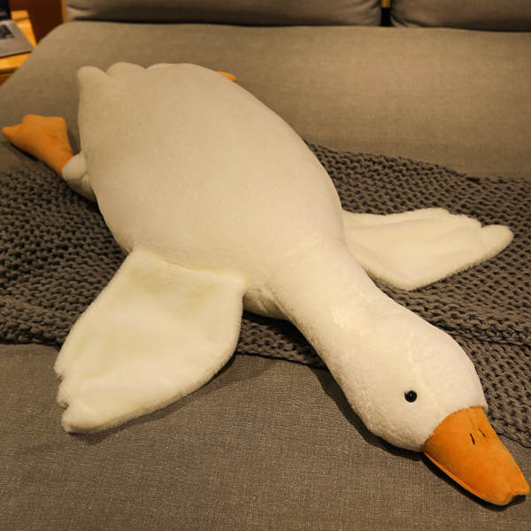 Pufe de Ganso Branco Pelúcia