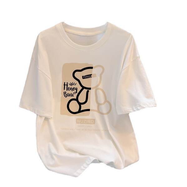 Camiseta feminina de algodão curta