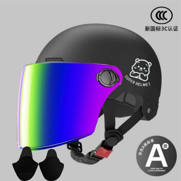 Novo modelo nacional 3C certificado capacete elétrico para motocicletas masculino e feminino quatro temporadas chapéu de segurança geral para adultos semicondutores