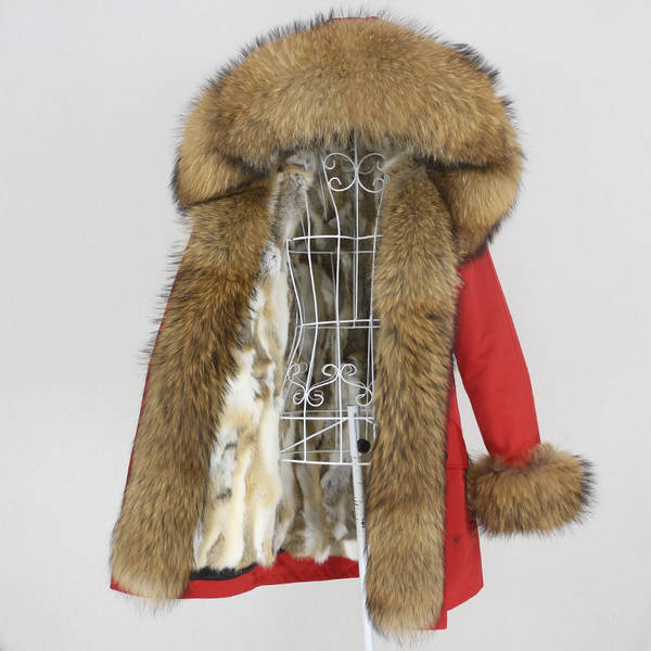 Comércio eletrônico transfronteiriço vestido de inverno feminino supera a mulher pode desmontar o cabelo real no cabelo longo coelho casaco de pele quente