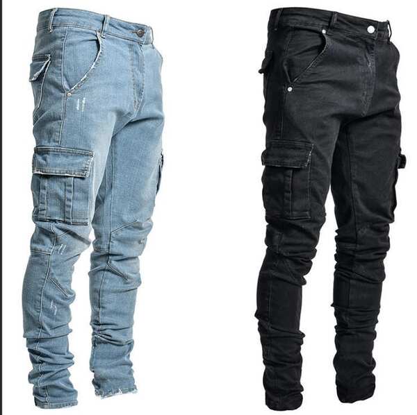 2021 Euro-American Cross-Border New Jeans Homens Piso lateral Pequenos Pés Estreitos jeans NK012