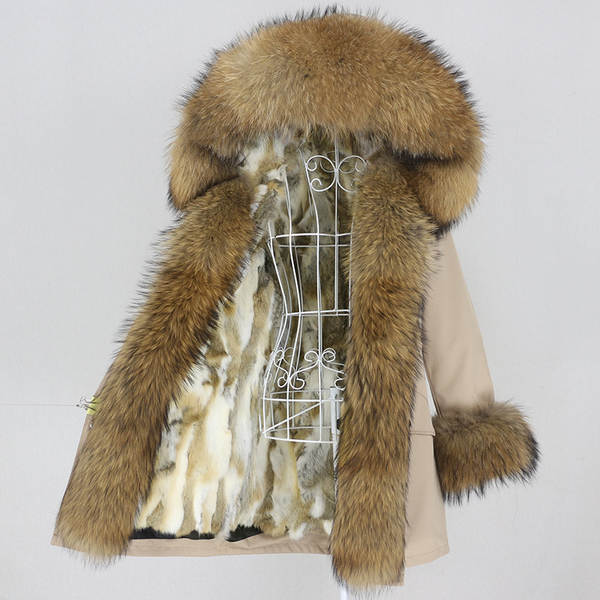 Comércio eletrônico transfronteiriço vestido de inverno feminino supera a mulher pode desmontar o cabelo real no cabelo longo coelho casaco de pele quente