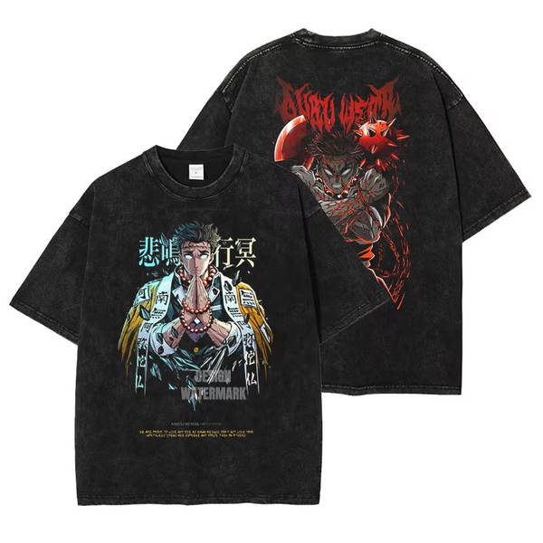 2025 Demon Killer Anime T-Shirt Rengoku kyyoujurou T-Shirt para homens de alta qualidade de algodão puro
