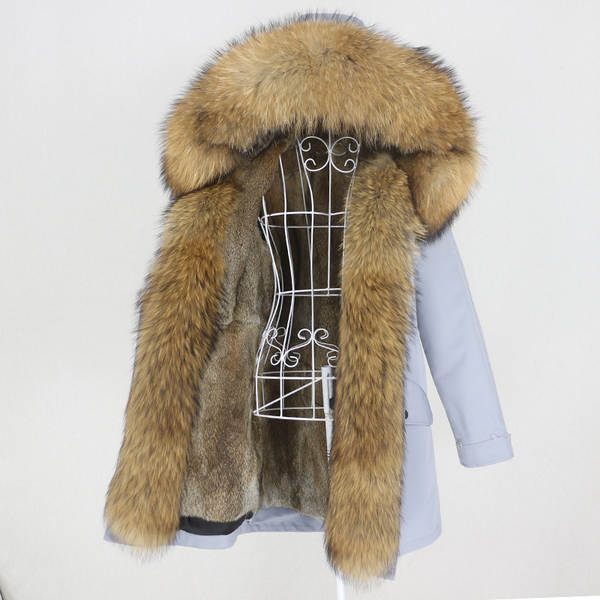 Comércio eletrônico transfronteiriço vestido de inverno feminino supera a mulher pode desmontar o cabelo real no cabelo longo coelho casaco de pele quente