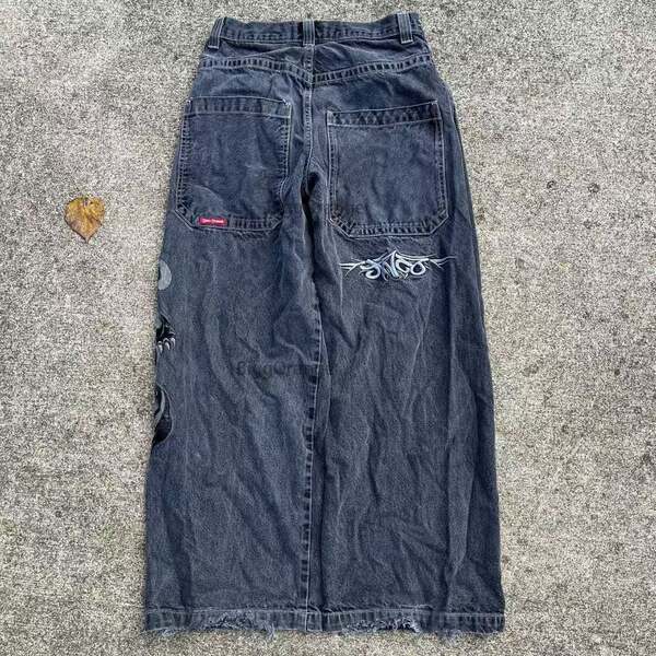 Transfronteiras JNCO Y2K Loose jeans masculino padrão hip-hop rua home homem calças largas