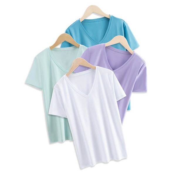 Camiseta feminina de algodão curta
