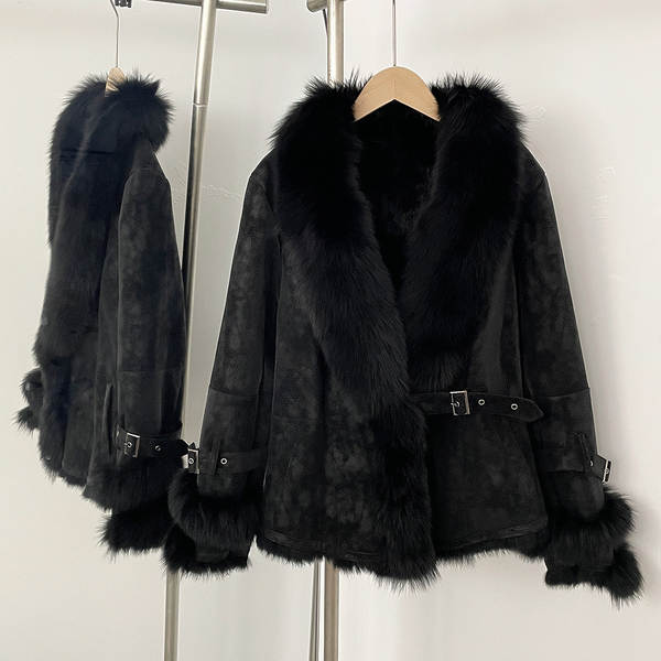 Novo modelo de mulher curta cor de moda luxo raposa pelúcia coelho pelúcia pelúcia pelúcia roupa de mulher casaco