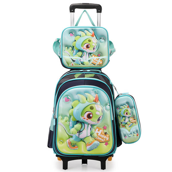 Novo 3D de couro da escola primária tecido de nylon três conjuntos de crianças sacola bolsas de comércio exterior bolsas de almoço fábrica