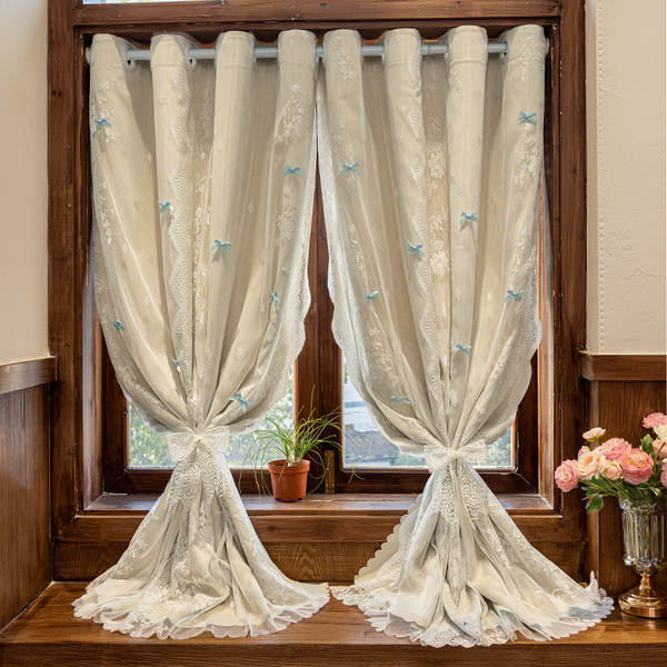 DOPAMIN Francês cortinas de cobertura completa campo e ventilação dupla camada pendurado cavidade dormitório janela flutuante táxi fácil