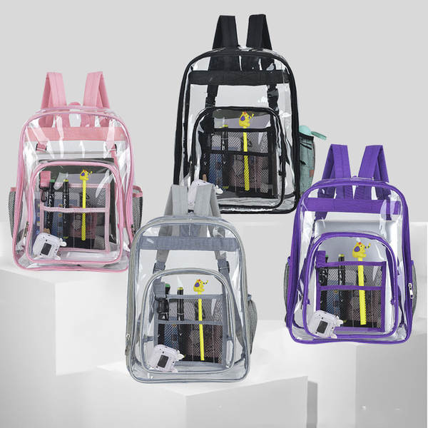 Amazon Transboundary Supply Transparente backpack pvc duplo ombro saco pvc saco grande capacidade saco estudante