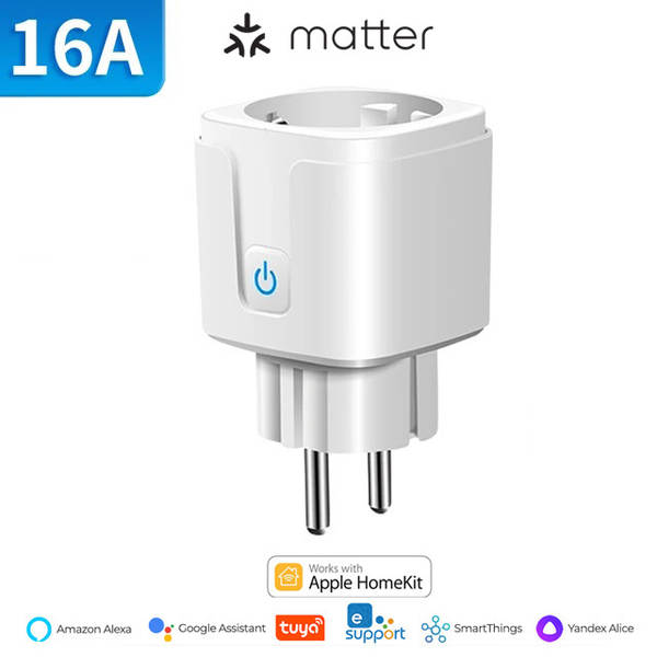 Matter Graphic Intelligent Plugin 16A Regulamento Europeu 20A WiFi controle remoto de voz Alexa