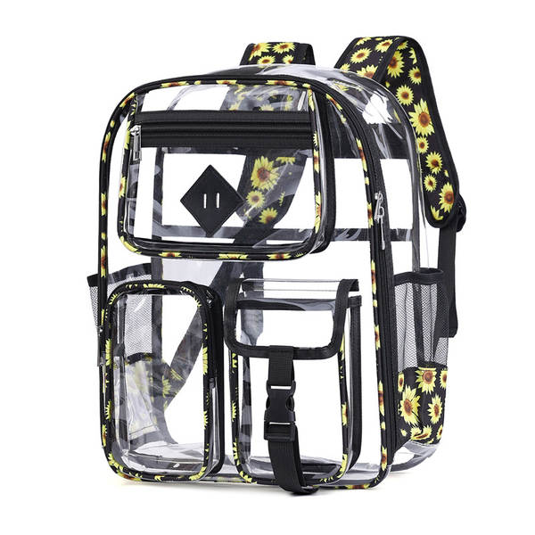 Amazon Transboundary Supply Transparente backpack pvc duplo ombro saco pvc saco grande capacidade saco estudante