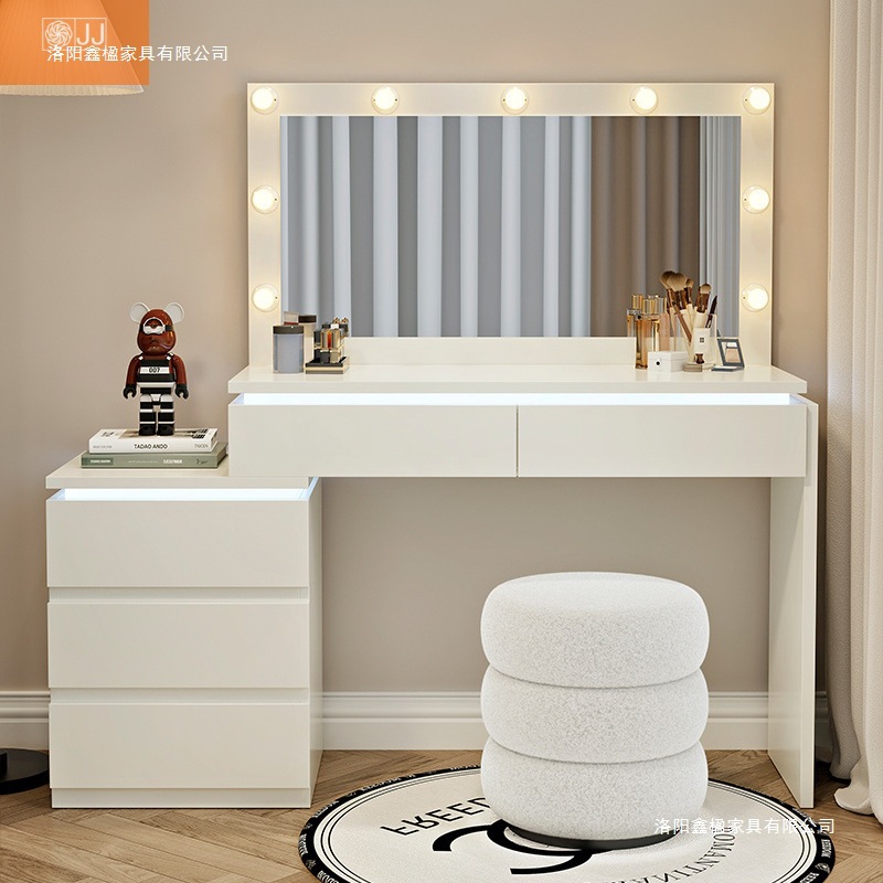 Moderna mesa de maquiagem de quarto de pequeno porte nova mesa de maquiagem de creme de vento inteligente com iluminação do armário único