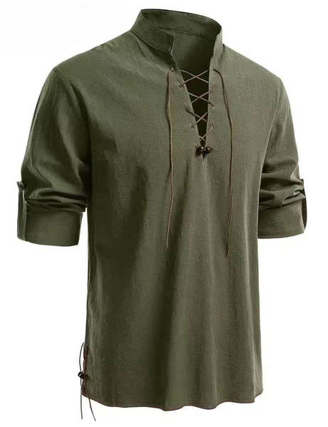 Camiseta transfronteiriça masculina de alta qualidade Henry Camiseta hippie para homens de estilo europeu-americano com mangas longas de praia