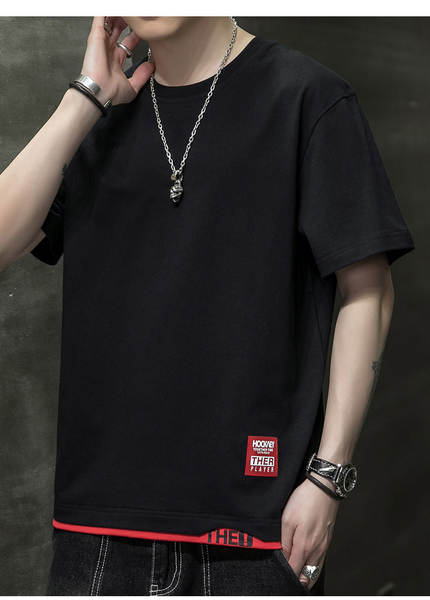 Camiseta masculina de algodão curta
