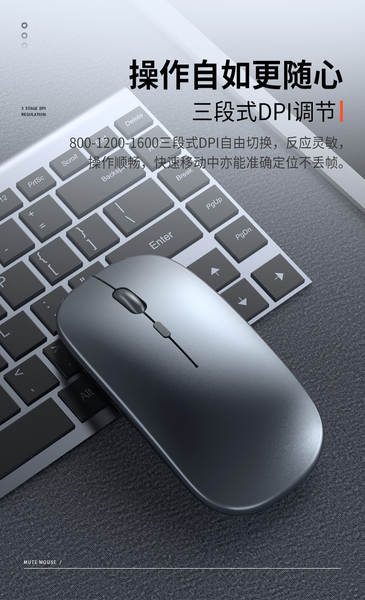 Fonte de fábrica RGB dual-modelo portátil sem fio mouse de baixo som Type-C carregamento em atacado
