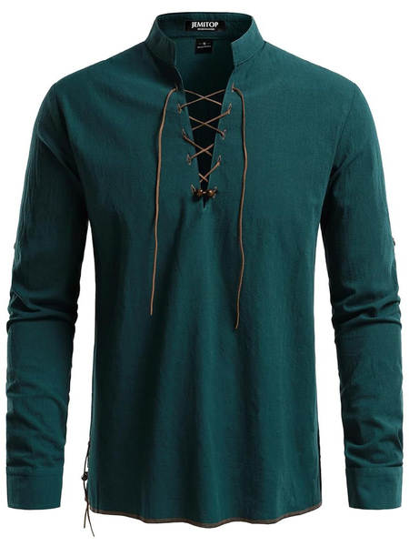 Camiseta transfronteiriça masculina de alta qualidade Henry Camiseta hippie para homens de estilo europeu-americano com mangas longas de praia