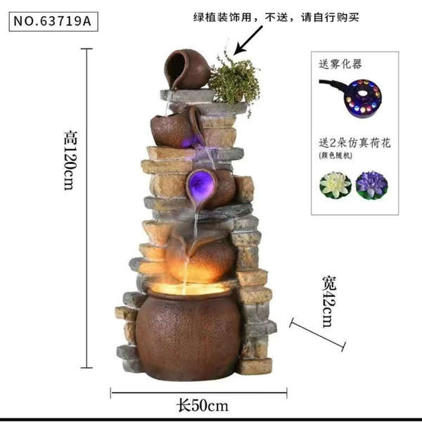 Fonte de água de luxo de estilo europeu moderno sala de estar decoração de paisagem de água circular porta-malas de aterrissagem de humidificador