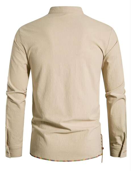 Camiseta transfronteiriça masculina de alta qualidade Henry Camiseta hippie para homens de estilo europeu-americano com mangas longas de praia