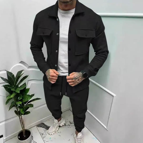 Novas tendências do comércio exterior masculino botões de primavera e outono de casaco de lazer 2 peças