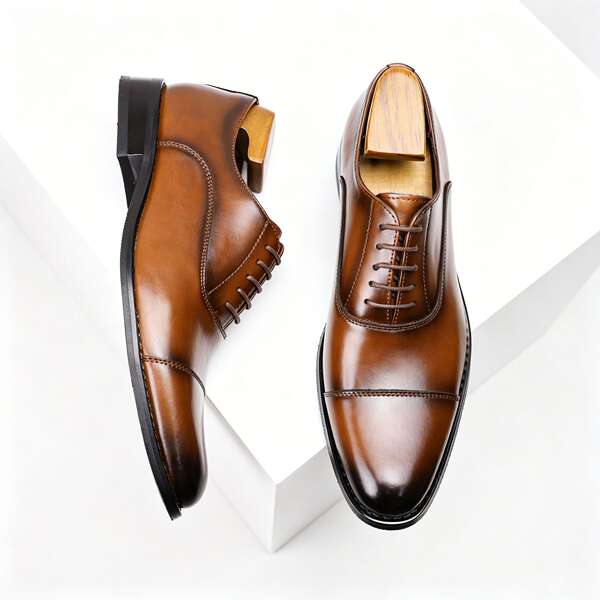 Sapatos de couro Oxford masculino