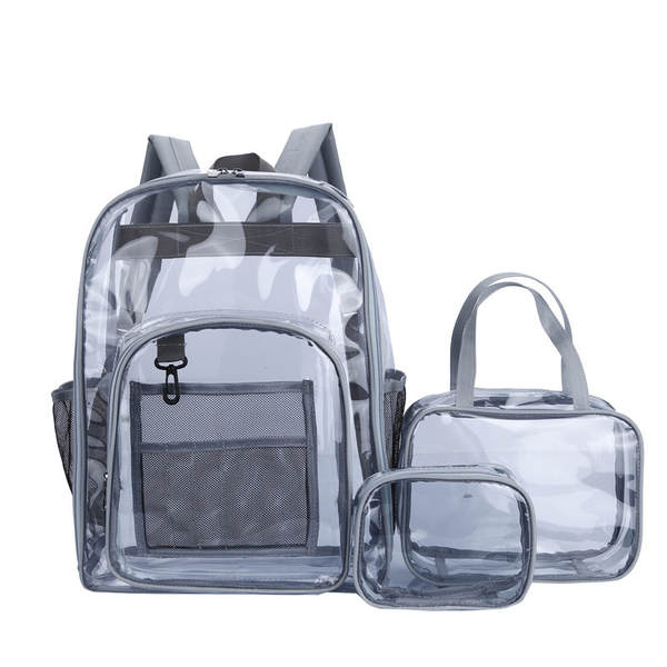 Amazon Transboundary Supply Transparente backpack pvc duplo ombro saco pvc saco grande capacidade saco estudante